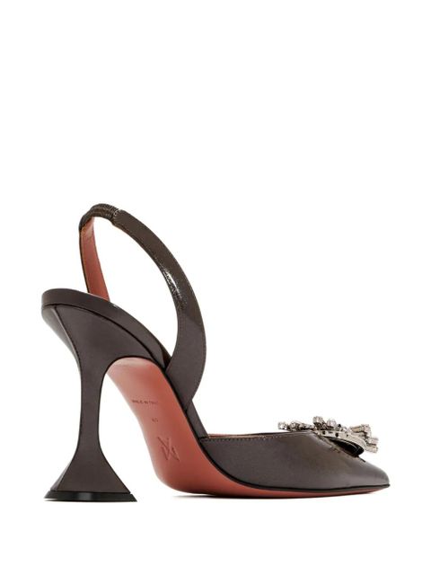Amina Muaddi 95mm crystal-embellished slingback pumps - Brown
