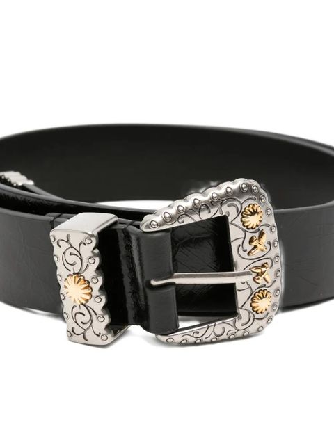 PINKO floral-buckle belt - Black