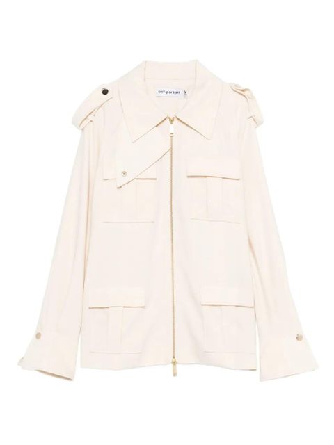 Self-Portrait belted twill jacket - Neutrals - zdjęcie produktu nr 1