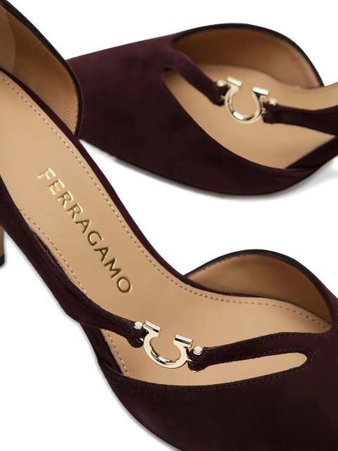Ferragamo 70mm gancini-detail pumps - Red
