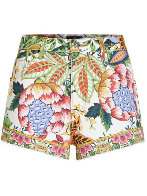ETRO Bouquet-print denim shorts - Green - zdjęcie produktu nr 1