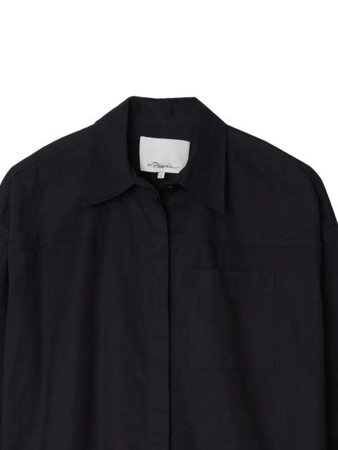 3.1 Phillip Lim convertible-sleeve drop-back cotton shirt - Blue - zdjęcie produktu nr 2