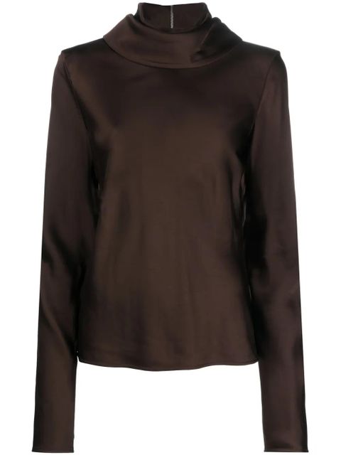 Jil Sander draped-neck long-sleeve blouse - Brown - zdjęcie produktu nr 1