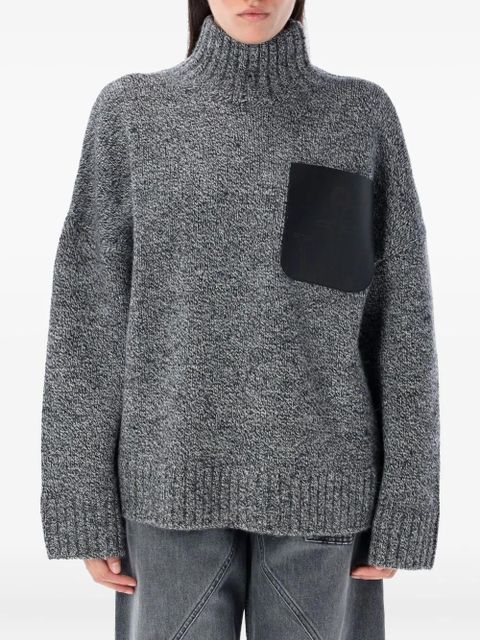JW Anderson high-neck leather-patch sweater - Grey - zdjęcie produktu nr 1