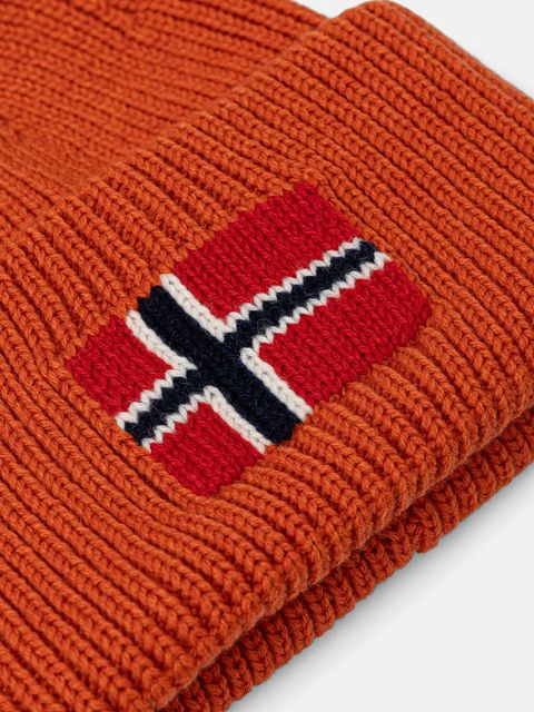 Napapijri czapka z wełną F-Evei kolor pomarańczowy NP0A893PA681