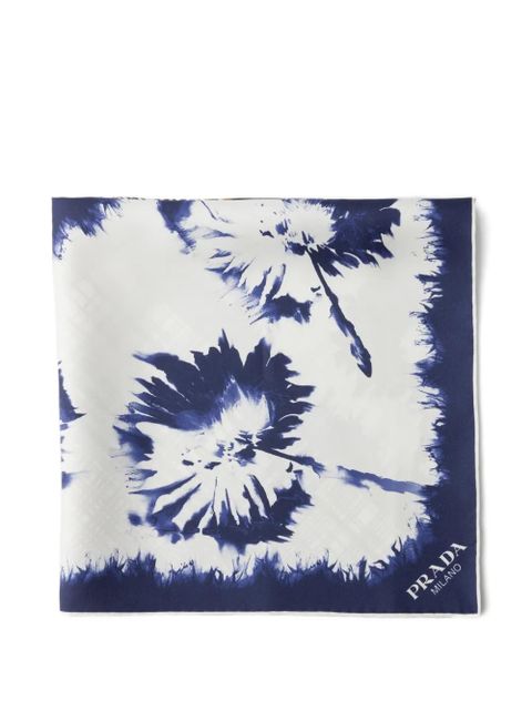 Prada printed silk twill scarf - White - zdjęcie produktu nr 1