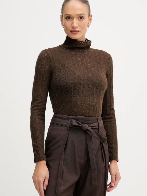 United Colors of Benetton sweter damski kolor brązowy lekki z półgolfem 5W77DQ0AT - zdjęcie produktu nr 1