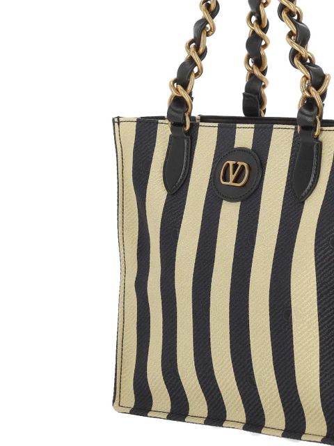 Valentino Garavani striped chain tote bag - Black