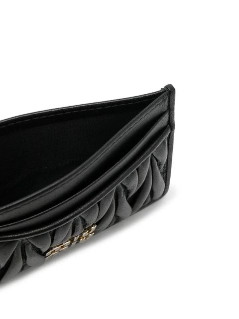 Miu Miu macramé textured card holder - Black