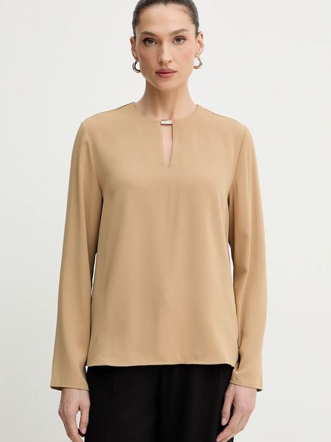 Calvin Klein bluzka damska kolor beżowy gładka LV044E903G - zdjęcie produktu nr 1