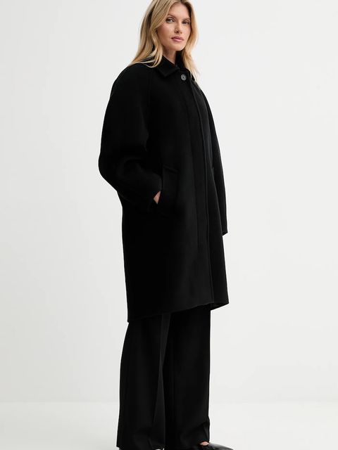 Filippa K płaszcz z dodatkiem wełny kolor czarny 31614