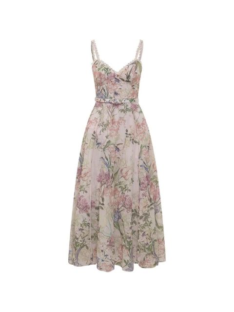 Charo Ruiz Ibiza Iraso floral-print lace-trim midi dress - Pink - zdjęcie produktu nr 1