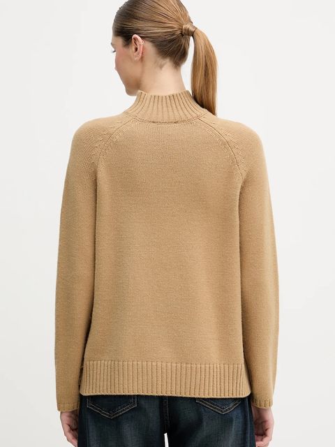 United Colors of Benetton sweter z dodatkiem wełny damski kolor beżowy z półgolfem 191VD204A - zdjęcie produktu nr 2