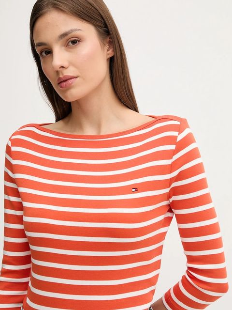 Tommy Hilfiger longsleeve bawełniany kolor pomarańczowy WW0WW40589