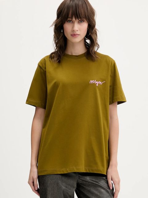 MSGM t-shirt bawełniany damski kolor zielony 3941MDM540.257798 - zdjęcie produktu nr 1