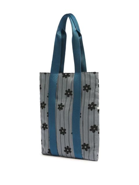 Marni floral tape-handles tote bag - Blue