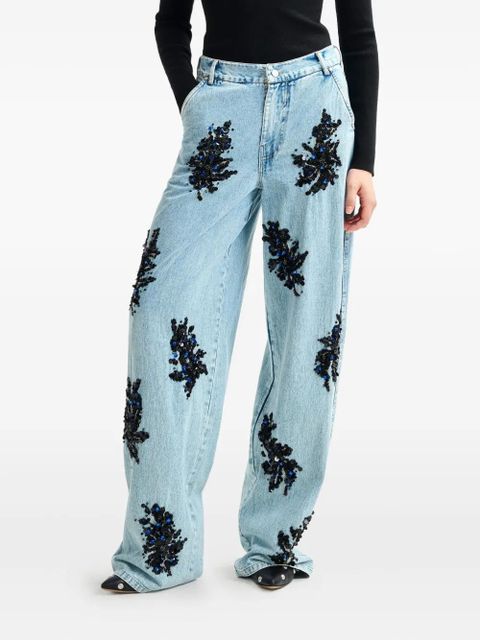 Essentiel Antwerp Icie sequin bead embellished jeans - Blue