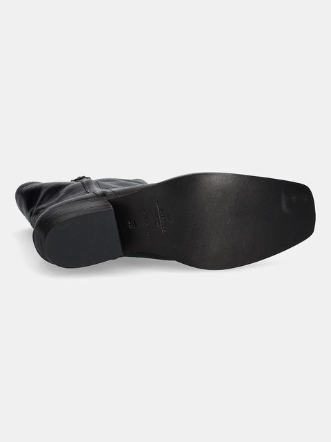 Weekend Max Mara botki skórzane Ranch damskie kolor czarny na słupku 2525796034600