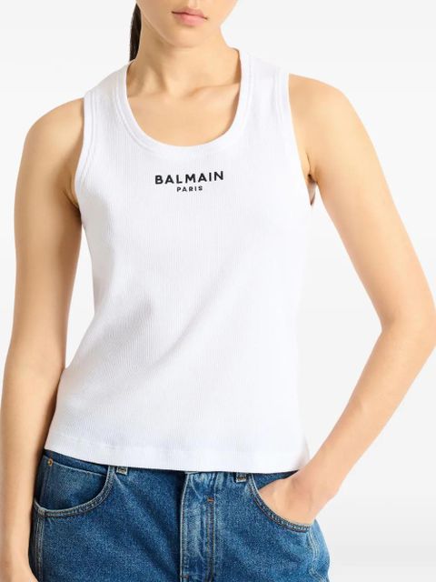 Balmain Balmain Paris embroidered vest top - White