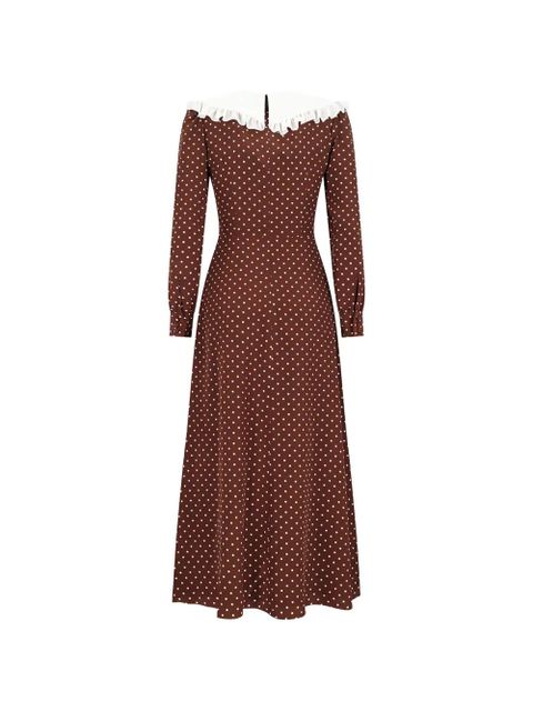 Alessandra Rich polka-dot ruffled silk dress - Brown - zdjęcie produktu nr 2