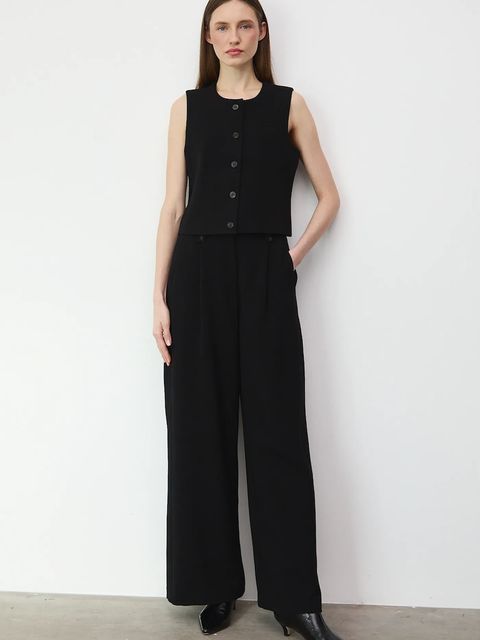 Medicine spodnie damskie kolor czarny szerokie high waist - zdjęcie produktu nr 1