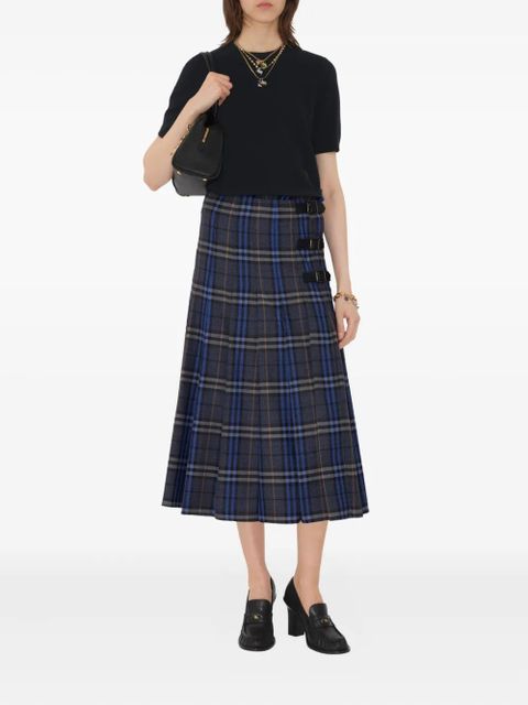 Burberry check wool midi kilt - Grey