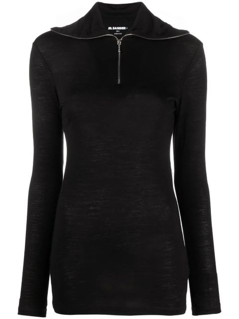 Jil Sander logo-print roll-neck knitted top - Black - zdjęcie produktu nr 1