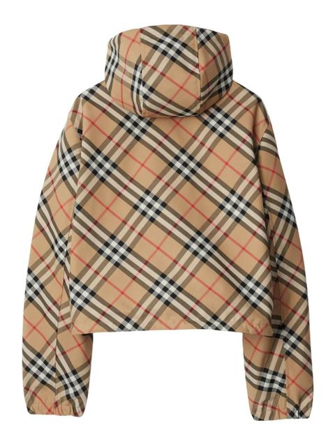 Burberry cropped reversible check jacket - Brown