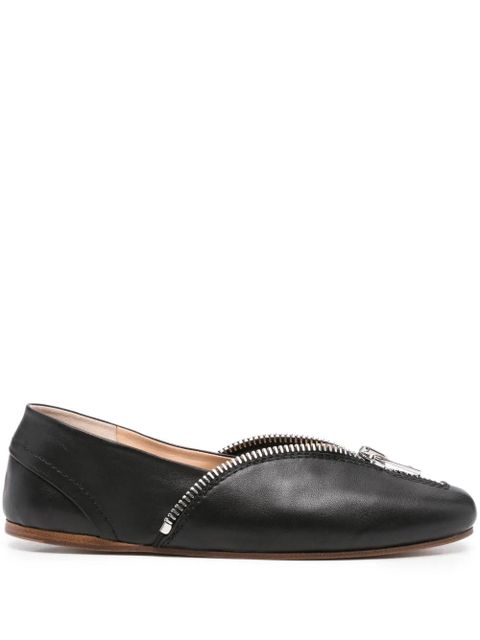 JW Anderson zip-detail leather ballet flats - Black - zdjęcie produktu nr 1