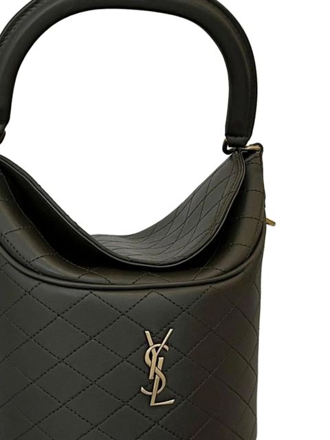 Saint Laurent Gaby quilted-pattern mini bucket bag - Black - zdjęcie produktu nr 2