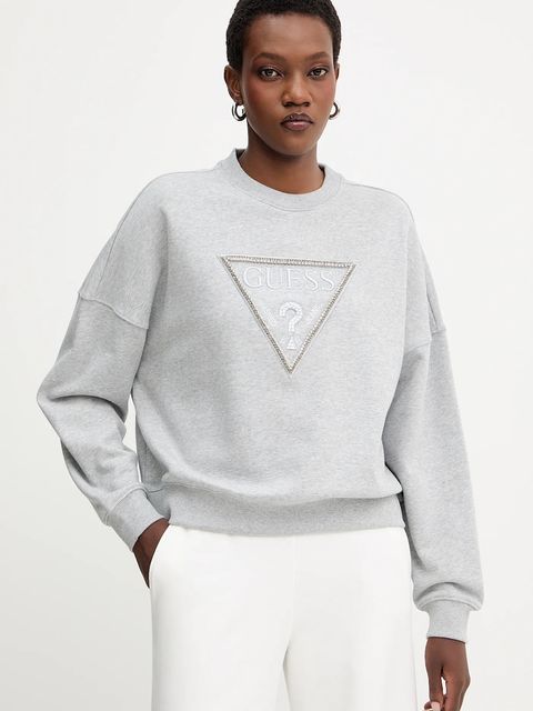 Guess bluza bawełniana RACHELE damska kolor szary z aplikacją W5YQ04 KC8I0 - zdjęcie produktu nr 1