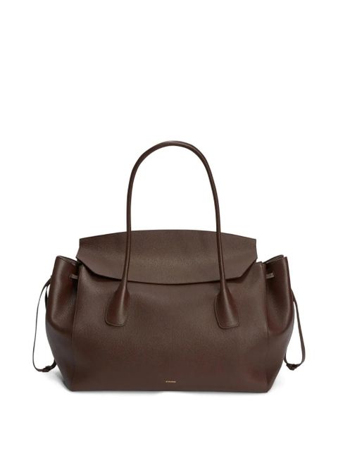 Jil Sander grained leather voyage handbag - Brown