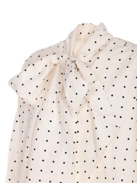 Essentiel Antwerp polka-dot bow-fastening blouse - White