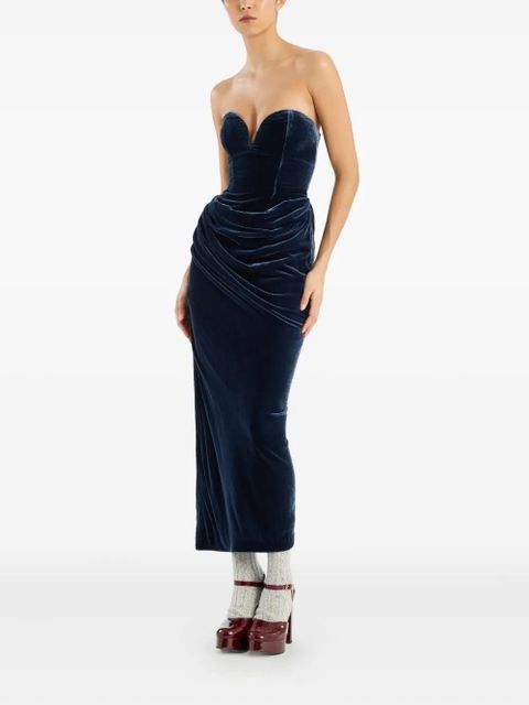ROTATE BIRGER CHRISTENSEN velvet slit maxi dress - Blue