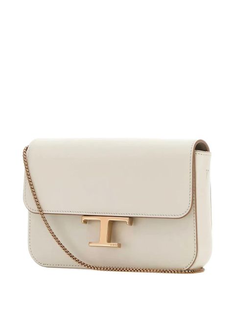 Tod's logo-plaque leather crossbody bag - White
