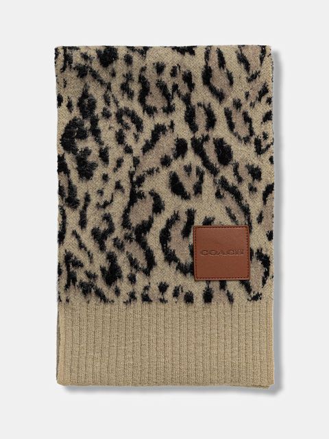 Coach szalik z dodatkiem wełny damski kolor brązowy wzorzysty 29CCM91 - zdjęcie produktu nr 2