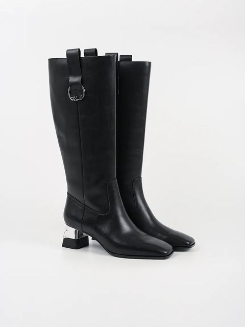 Karl Lagerfeld kozaki skórzane KAYLA damskie kolor czarny na słupku KL35470 - zdjęcie produktu nr 2