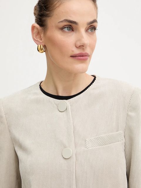 Armani Exchange marynarka sztruksowa kolor beżowy jednorzędowa gładka XW000697 AF16202