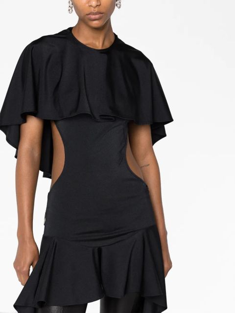 The Attico Airi cape-effect cut-out minidress - Black