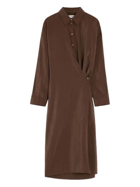 LEMAIRE twisted shirt midi day dress - Brown - zdjęcie produktu nr 1