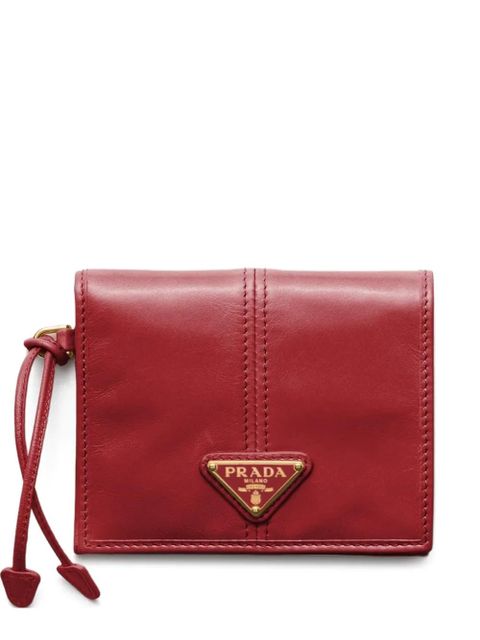 Prada enamelled triangle leather wallet - Red - zdjęcie produktu nr 1