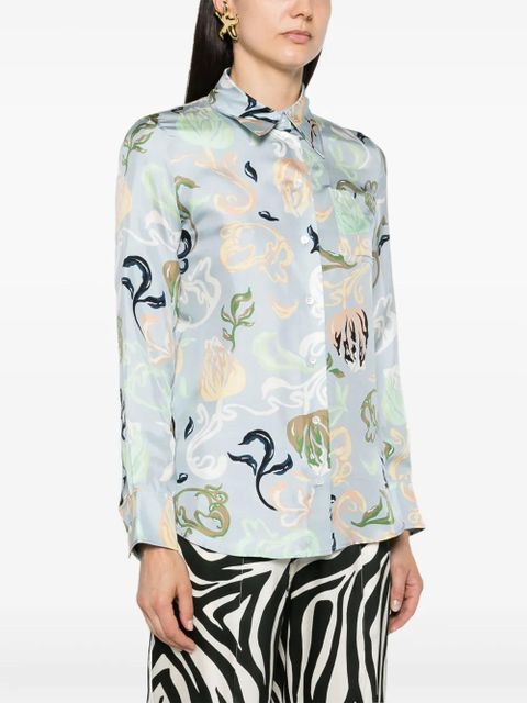 Lanvin graphic-print silk shirt - Blue