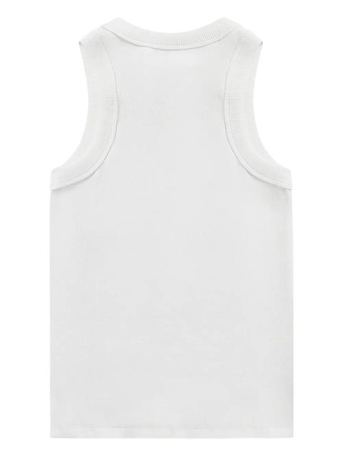 AREA crystal-embellished ribbed tank top - White