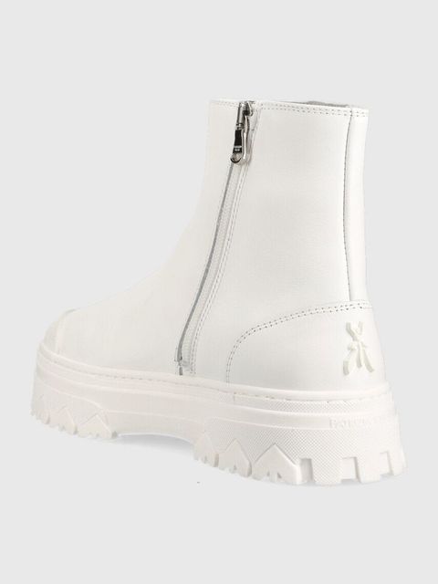 Patrizia Pepe botki skórzane damskie kolor biały na platformie 8Y0016 L011 W338