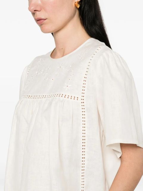 Weekend Max Mara floral-embroidered panelled top - Neutrals