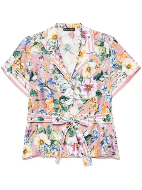 Dolce & Gabbana floral-print silk shirt - Pink - zdjęcie produktu nr 1