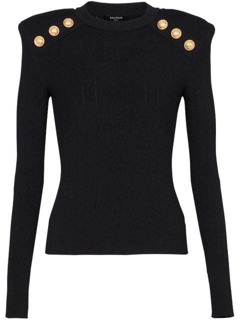 Balmain shoulder-pad sweater - Black