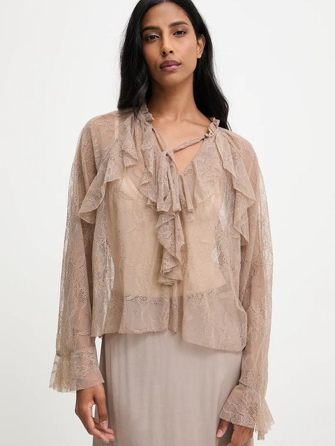 Answear.LAB bluzka damska kolor brązowy gładka