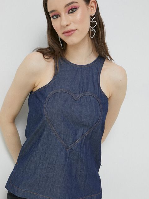 Love Moschino bluzka bawełniana kolor granatowy - zdjęcie produktu nr 1