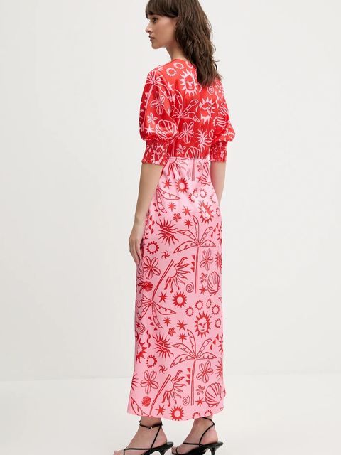 Never Fully Dressed sukienka kolor czerwony maxi prosta NFDDR2181